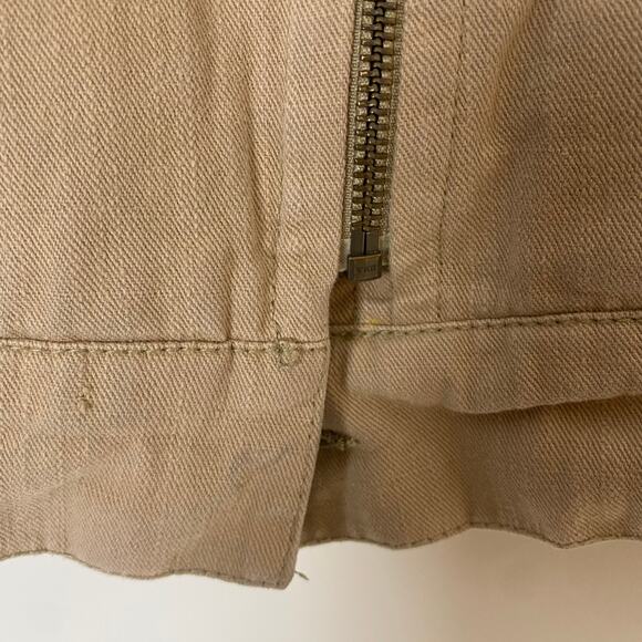 Zara Woman Tan 100% Cotton Asymmetric Zip Collared Jacket Size M - Picture 4 of 12